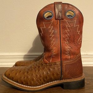 SMOKY MOUNTAIN BOYS' CHEYENNE COGNAC/RED CRACKLE BOOTS - SQUARE TOE